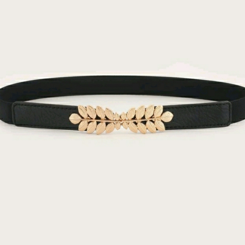 Elastic Black Belt with Gold Leaf